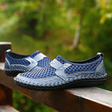 Men's Leather Shoes Leather / Mesh Summer / Spring & Summer Vintage / Casual Loafers & Slip-Ons Non-slipping Brown / Army Green / Blue