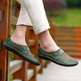 Men's Leather Shoes Leather / Mesh Summer / Spring & Summer Vintage / Casual Loafers & Slip-Ons Non-slipping Brown / Army Green / Blue