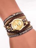 Women's Ladies Bracelet Watch Wrist Watch Wrap Bracelet Watch Quartz Wrap Quilted PU Leather Black / White / Blue Cool Analog Vintage Casual Bohemian Fashion - Red Blue Pink One Year Battery Life