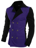 Men's Solid Casual / Work Coat,Cotton Long Sleeve-Black / Brown / Gray
