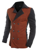 Men's Solid Casual / Work Coat,Cotton Long Sleeve-Black / Brown / Gray