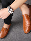 Men's Leather Shoes Leather / Cowhide Fall / Spring & Summer Casual / Preppy Loafers & Slip-Ons Breathable Black / Light Brown / Dark Brown
