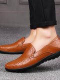 Men's Leather Shoes Leather / Cowhide Fall / Spring & Summer Casual / Preppy Loafers & Slip-Ons Breathable Black / Light Brown / Dark Brown