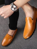 Men's Leather Shoes Leather / Cowhide Fall / Spring & Summer Casual / Preppy Loafers & Slip-Ons Breathable Black / Light Brown / Dark Brown