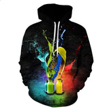 Men's Casual / Christmas Hoodie - Print / Color Block / 3D Black US32 / UK32 / EU40