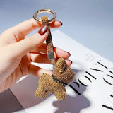 Stylish Crystal-Inlaid Pitbull Keychain Cartoon Doll Pendant Creative Key Chain Gifts