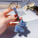 Stylish Crystal-Inlaid Pitbull Keychain Cartoon Doll Pendant Creative Key Chain Gifts