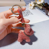 Stylish Crystal-Inlaid Pitbull Keychain Cartoon Doll Pendant Creative Key Chain Gifts
