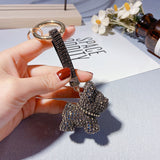 Stylish Crystal-Inlaid Pitbull Keychain Cartoon Doll Pendant Creative Key Chain Gifts