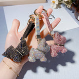 Stylish Crystal-Inlaid Pitbull Keychain Cartoon Doll Pendant Creative Key Chain Gifts