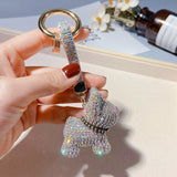 Stylish Crystal-Inlaid Pitbull Keychain Cartoon Doll Pendant Creative Key Chain Gifts