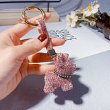Stylish Crystal-Inlaid Pitbull Keychain Cartoon Doll Pendant Creative Key Chain Gifts
