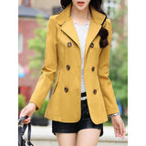 Women's Daily Spring &  Fall Regular Trench Coat, Solid Colored Rolled collar Long Sleeve Polyester Wine / Light Blue / Fuchsia