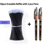 2 + 50 個/セット 0.5 ミリメートルブルーブラックインク消去可能なリフィルロッド消去可能なペン洗えるハンドルスクール書き込み文房具ゲルインクペン