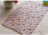 ssss  2017 New Arrivals Wholesale Super Soft Warm Paw Print Small Pet Cat Dog Fleece Blanket Bed Mat 3 colors 2 sizes