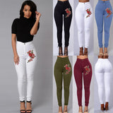 ssss  2018 ITFABS Fashion Women High Waist Emboridered Skinny Stretch Pencil Long Slim Casual Leggings Jeans