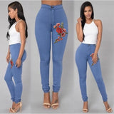 ssss  2018 ITFABS Fashion Women High Waist Emboridered Skinny Stretch Pencil Long Slim Casual Leggings Jeans