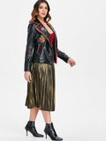 Appliqued PU Biker Jacket