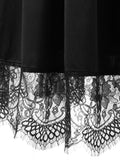 Cold Shoulder Lace Insert Midi Choker Dress