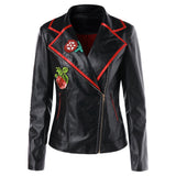 Appliqued PU Biker Jacket