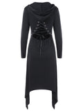 Halloween Asymmetric Lace Up Graphic Pullover Hoodie