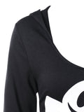 Halloween Asymmetric Lace Up Graphic Pullover Hoodie