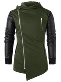 Asymmetric Zip Embellished Panel Coat