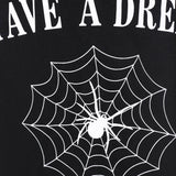Halloween Asymmetric Lace Up Graphic Pullover Hoodie