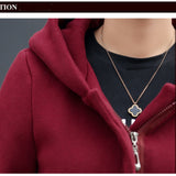 2019 Autumn Winter Women's Fleece Jacket Coats Female Long Hooded Coats Outerwear Warm Thick Female Red Slim Fit Hoodies Jackets