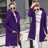 2019 Autumn Winter Women's Fleece Jacket Coats Female Long Hooded Coats Outerwear Warm Thick Female Red Slim Fit Hoodies Jackets