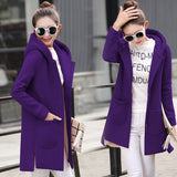 2019 Autumn Winter Women's Fleece Jacket Coats Female Long Hooded Coats Outerwear Warm Thick Female Red Slim Fit Hoodies Jackets
