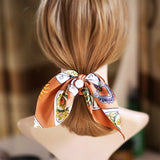 2019 New Chiffon Bowknot Silk Hair Scrunchies Women Pearl Ponytail Holder Hair Tie Hair Rope Rubber Bands Hair Accessories