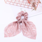 2019 New Chiffon Bowknot Silk Hair Scrunchies Women Pearl Ponytail Holder Hair Tie Hair Rope Rubber Bands Hair Accessories