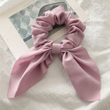 2019 New Chiffon Bowknot Silk Hair Scrunchies Women Pearl Ponytail Holder Hair Tie Hair Rope Rubber Bands Hair Accessories