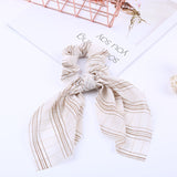 2019 New Chiffon Bowknot Silk Hair Scrunchies Women Pearl Ponytail Holder Hair Tie Hair Rope Rubber Bands Hair Accessories
