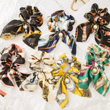 2019 New Chiffon Bowknot Silk Hair Scrunchies Women Pearl Ponytail Holder Hair Tie Hair Rope Rubber Bands Hair Accessories