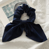 2019 New Chiffon Bowknot Silk Hair Scrunchies Women Pearl Ponytail Holder Hair Tie Hair Rope Rubber Bands Hair Accessories