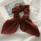 2019 New Chiffon Bowknot Silk Hair Scrunchies Women Pearl Ponytail Holder Hair Tie Hair Rope Rubber Bands Hair Accessories