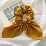 2019 New Chiffon Bowknot Silk Hair Scrunchies Women Pearl Ponytail Holder Hair Tie Hair Rope Rubber Bands Hair Accessories