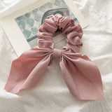2019 New Chiffon Bowknot Silk Hair Scrunchies Women Pearl Ponytail Holder Hair Tie Hair Rope Rubber Bands Hair Accessories