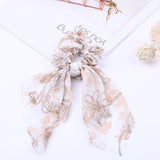 2019 New Chiffon Bowknot Silk Hair Scrunchies Women Pearl Ponytail Holder Hair Tie Hair Rope Rubber Bands Hair Accessories