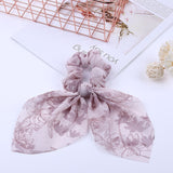 2019 New Chiffon Bowknot Silk Hair Scrunchies Women Pearl Ponytail Holder Hair Tie Hair Rope Rubber Bands Hair Accessories