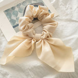 2019 New Chiffon Bowknot Silk Hair Scrunchies Women Pearl Ponytail Holder Hair Tie Hair Rope Rubber Bands Hair Accessories
