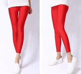 2019 New Spring Solid Candy Neon Leggings for Women High Stretched Female Legging Pants Girl Clothing Leggins Plug Size - app80