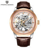 hello word  2019 PAGANI DESIGN Brand Fashion Leather Gold Watch Men Automatic Mechanical Skeleton Waterproof Watches Relogio Masculino Box