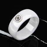 2019 Ring Ceramics 8mm Fashion Exquisite Rhinestone Ceramic Ring for Women Plus One Big Crystal Wedding Female Teen Ring Jewelry