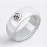 2019 Ring Ceramics 8mm Fashion Exquisite Rhinestone Ceramic Ring for Women Plus One Big Crystal Wedding Female Teen Ring Jewelry