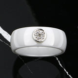 2019 Ring Ceramics 8mm Fashion Exquisite Rhinestone Ceramic Ring for Women Plus One Big Crystal Wedding Female Teen Ring Jewelry