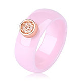 2019 Ring Ceramics 8mm Fashion Exquisite Rhinestone Ceramic Ring for Women Plus One Big Crystal Wedding Female Teen Ring Jewelry
