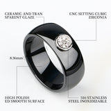 2019 Ring Ceramics 8mm Fashion Exquisite Rhinestone Ceramic Ring for Women Plus One Big Crystal Wedding Female Teen Ring Jewelry